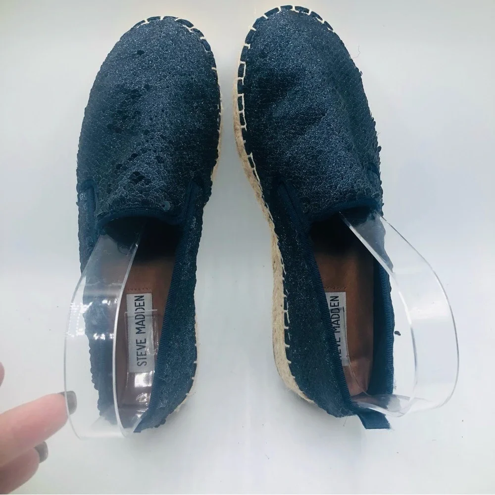 Steve‎ Madden women's blue sparkly squint espadrilles size 7